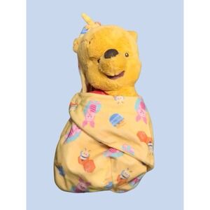 Disney Parks Babies Plush Winnie The Pooh Baby Pooh‎ With Swaddle Blanket NWOT